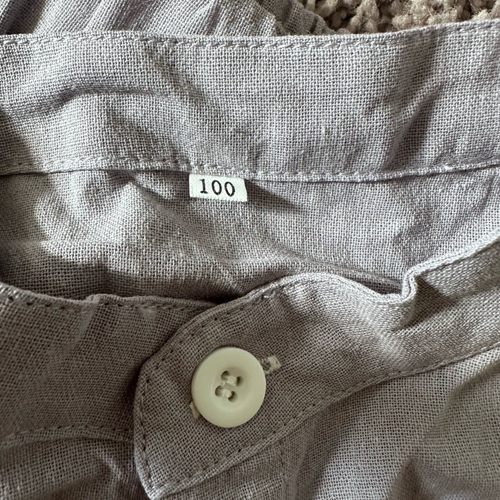 Brand New Gray Linen Pants with Button Detail - Picture 2 of 3